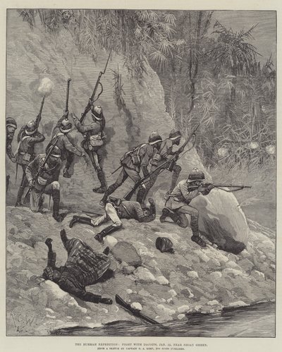 The Burmah Expedition, Fight with Dacoits, 12 January, near Shoay Gheen by Richard Caton Woodville junior